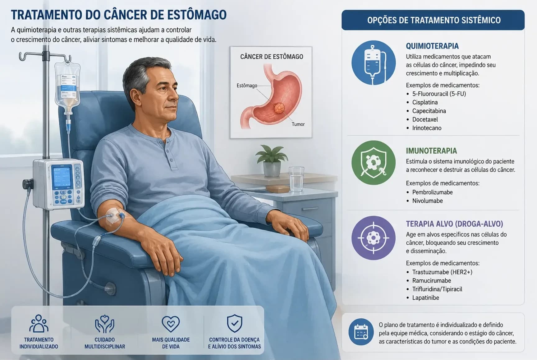 quimioterapia, imunoterapia e terapia alvo no câncer de estômago